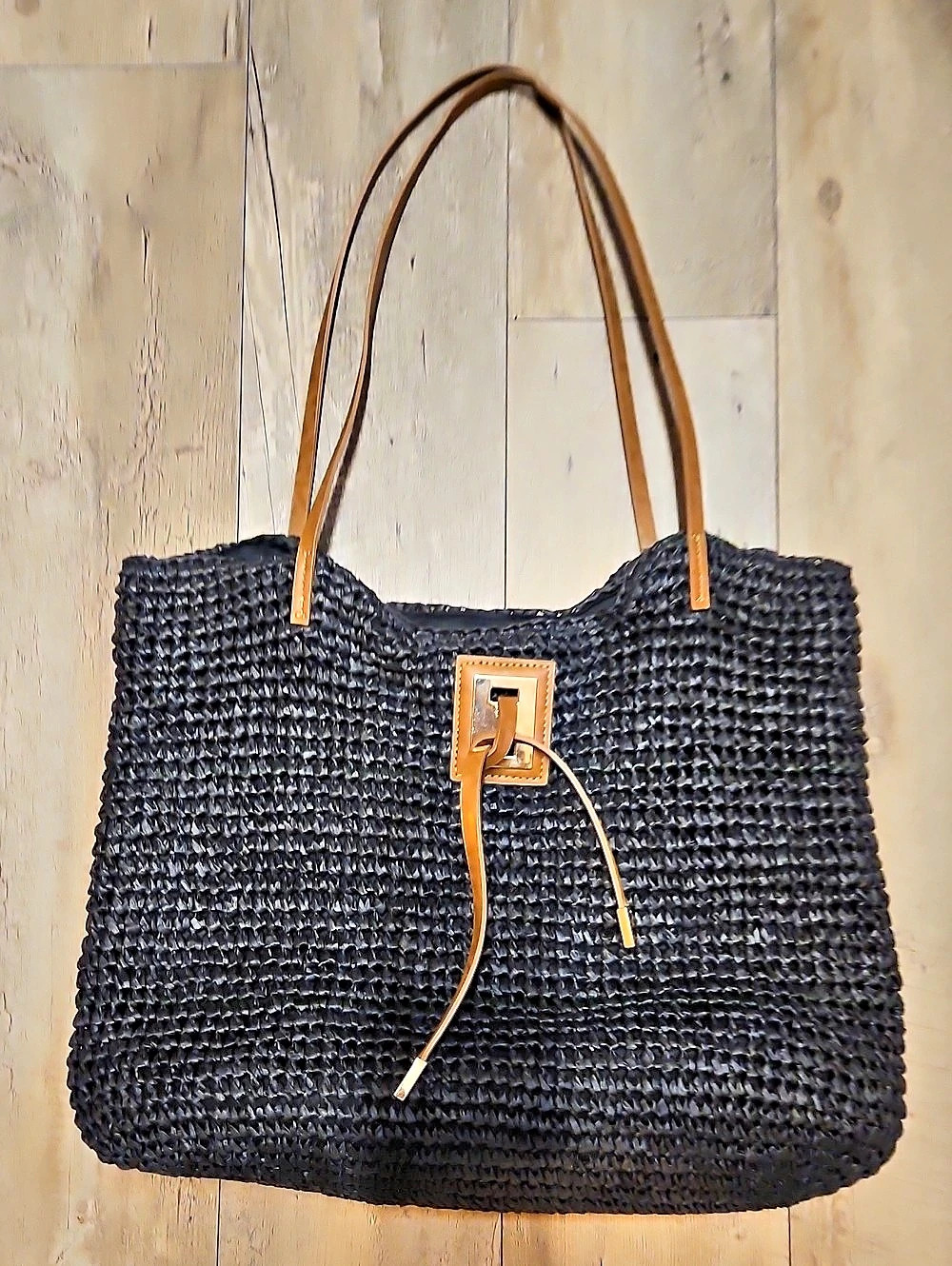 Studio Collection Black Woven Tote Like New